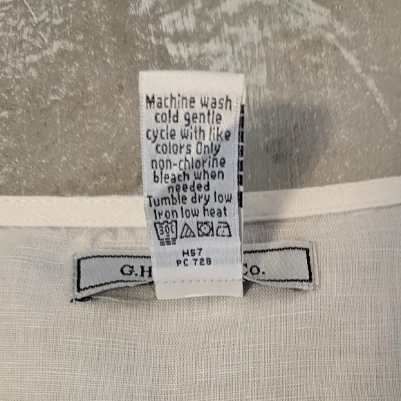 GH Bass & Company Cream & Tan Linen Blend Sleeveless Embroidered Blouse Size XL - Picture 6 of 6